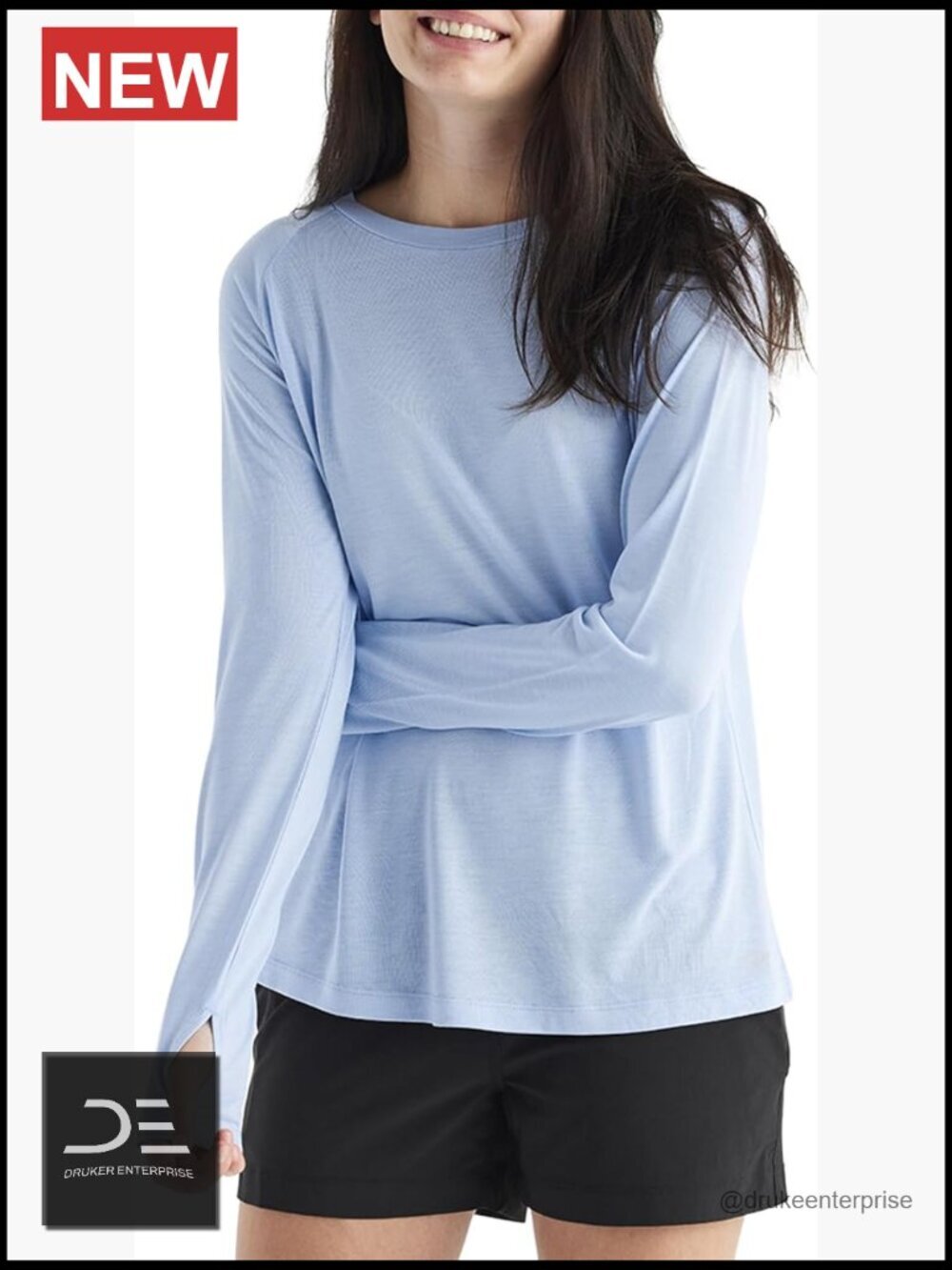 UPF 20+ Sun Protection Lightweight Long Sleeve Tee - Bamboo Viscose Ultra Soft